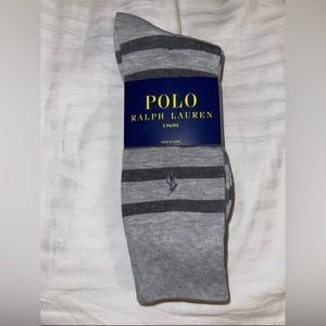 Polo Ralph Lauren Men Dress Socks 3 pair (striped gray/dark gray/gray)